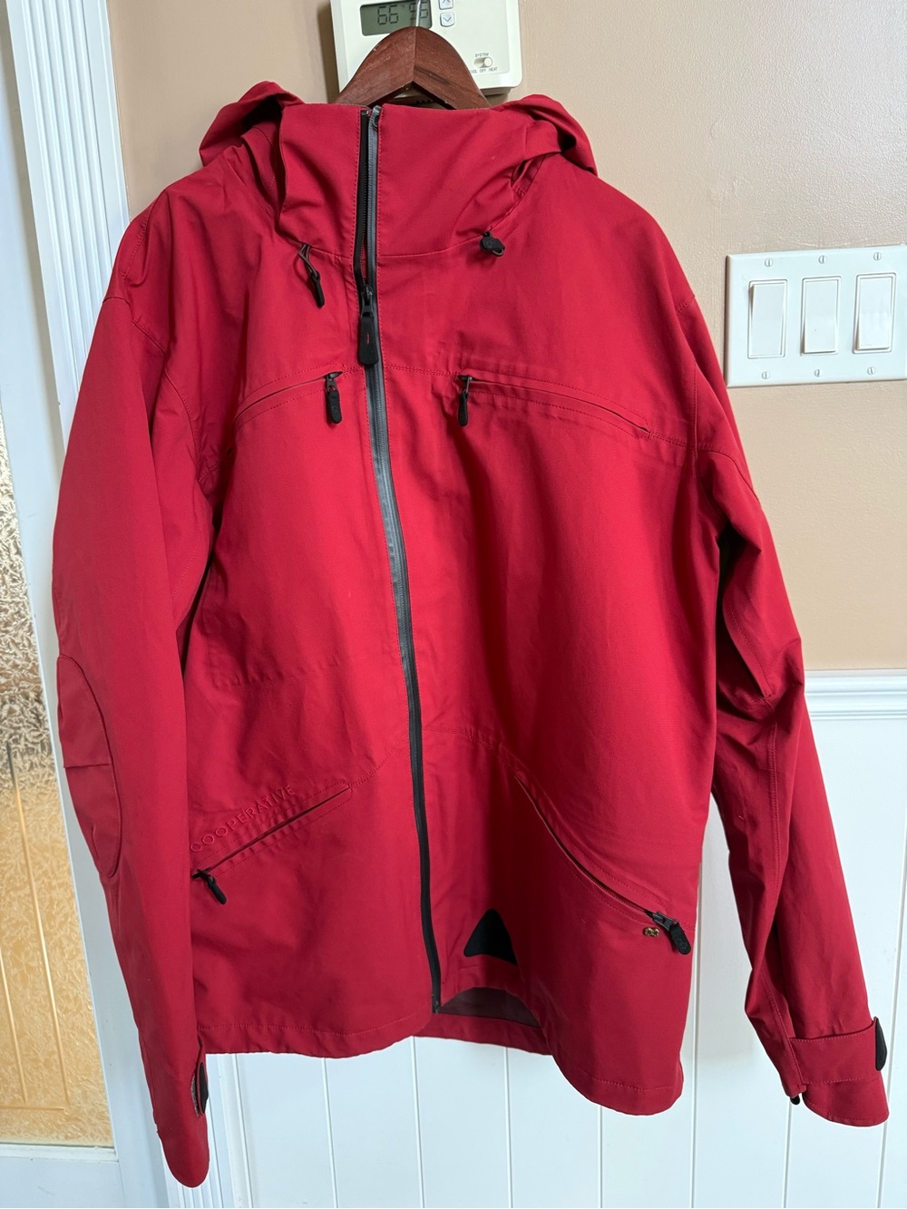 Men's Red Hooded Shell Jacket